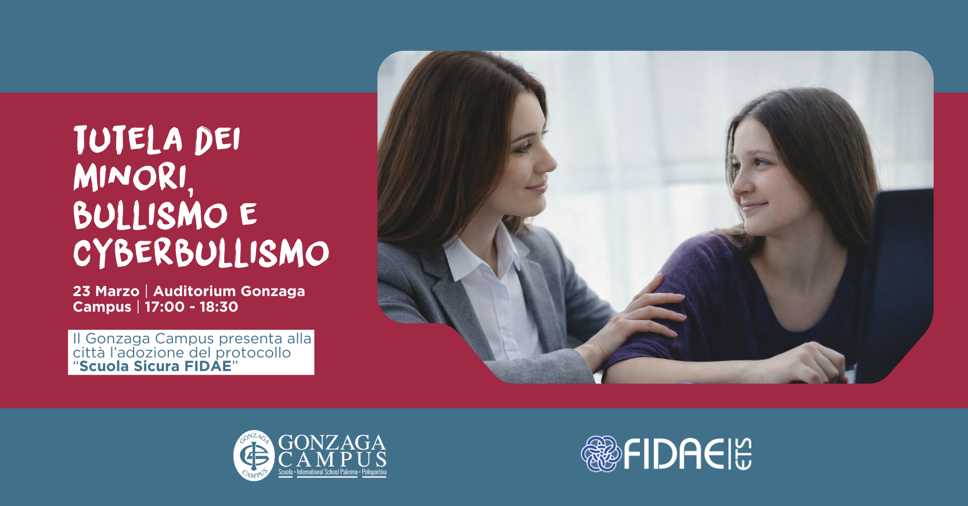 Tutela dei minori, bullismo e cyberbullismo: il Gonzaga Campus presenta alla città l'attestazione FIDAE “Scuola Sicura”